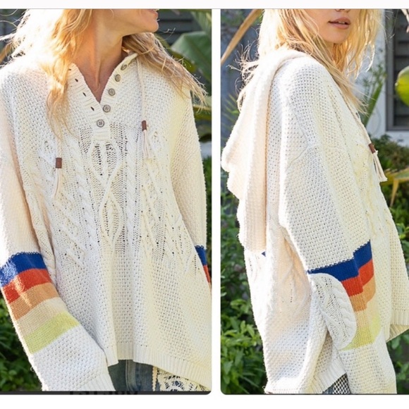 POL Hooded Sweater with Colorful Stripes NWT - Picture 4 of 12